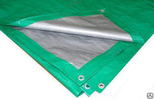 Тент полиэтилен тарпаулин 4 x 6 м, с люверсами (120 гр/м2, зеленый/серебро) 