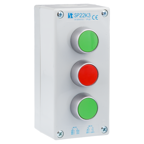 Пост управления K3 с кнопками СТАРТ1-СТОП-СТАРТ2 (Спамел-Электро) SP22K3\02