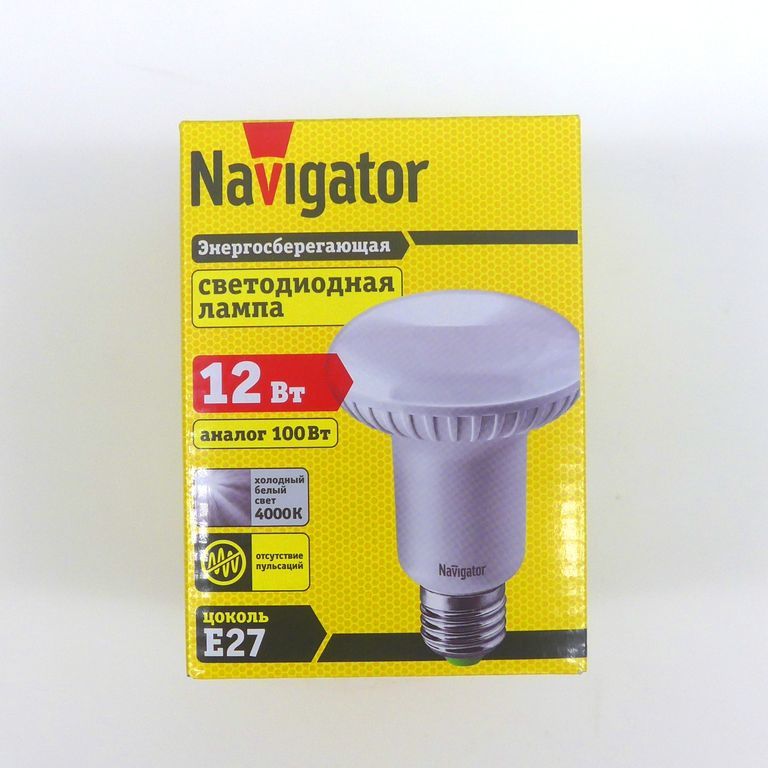 Лампа светодиодная LED зеркальная R80 12вт 230в, Е27 белая Navigator