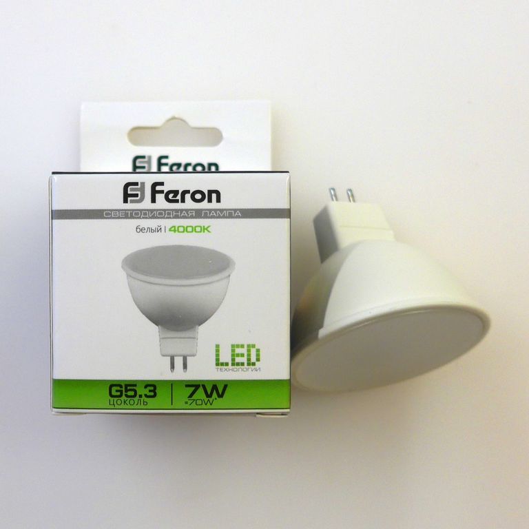 Лампа светодиодная LED 7вт 230в,G5.3 белая Feron