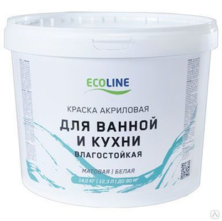 Краска ECOLINE для ванной и кухни 14 кг. Зима #1