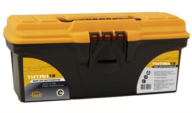 Ящик инструментальный IDEA "Титан 13" черный с желтым 165х324х137 М2930 /12/