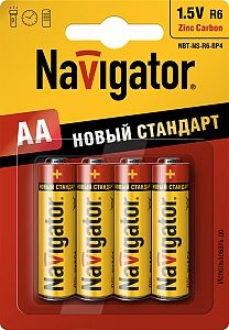 Батарейка Navigator 94758 R6 BP4 пальчиковая 4шт.