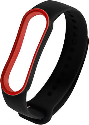 Ремешок двухцветный Red Line для фитнес-браслета Xiaomi Mi Band 5/ Mi Smart Band 6 черный с красной окантовкой УТ0000230