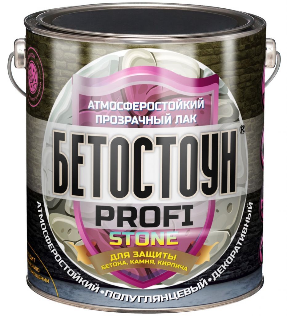 Бетостоун PROFI «STONE» 2,5 кг (атмосферостойкий полуглянцевый лак с эффектом «мокрый камень») Красковия