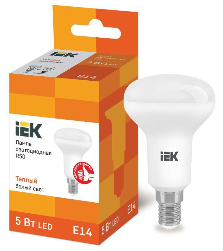 IEK Лампа светодиодная ECO R50 5Вт 3000К тепл. бел. E14 450лм 230-240В IEK LLE-R50-5-230-30-E14