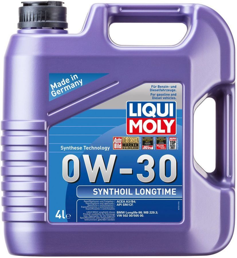 Моторное масло LiquiMoly синтетическое Synthoil Longtime 0W-30 CF/SM A3/B4 4 л