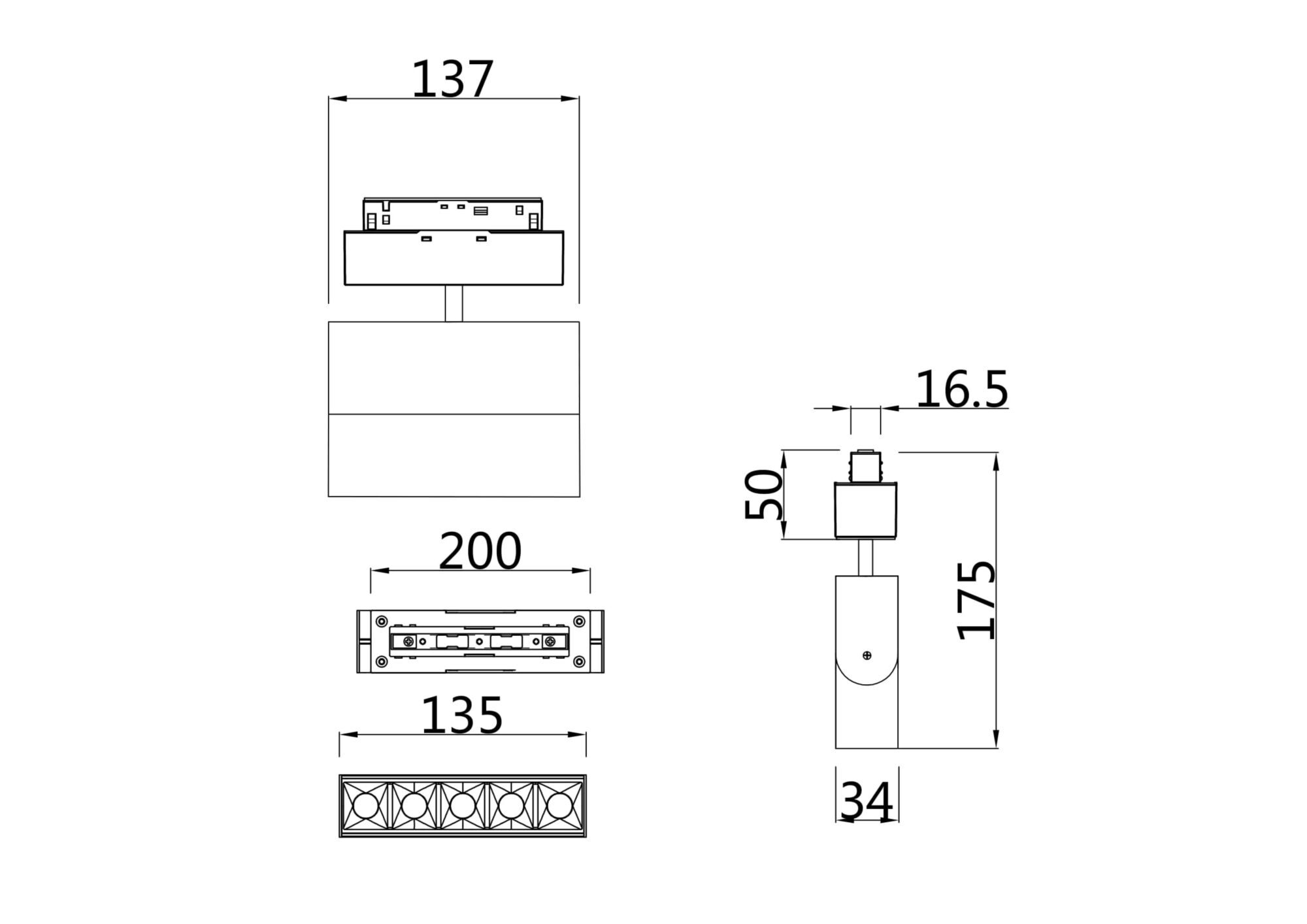 Трековый светильник Technical TR015-2-10W3K-W 3