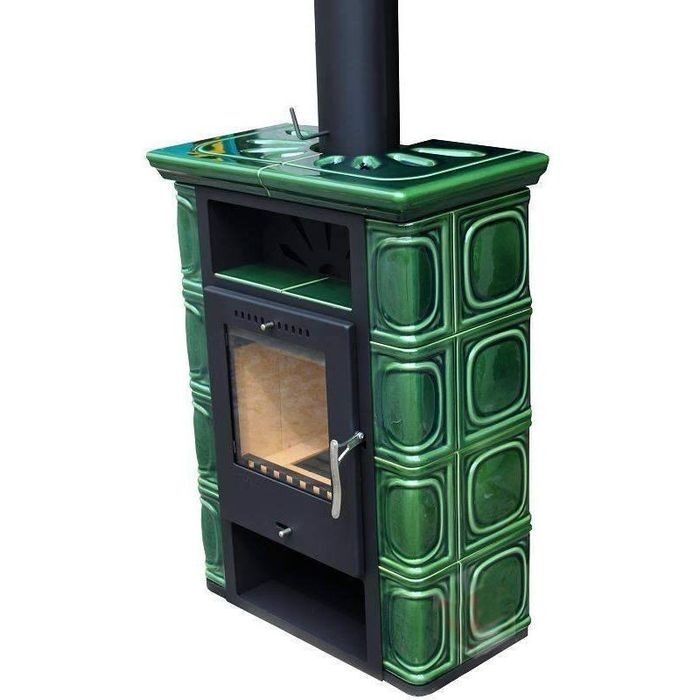 THORMA BORGHOLM TOP, черный/керамика оливково-зеленая дровяная печь