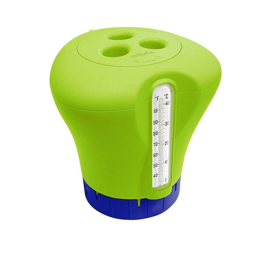Поплавок-дозатор для химии в таблетках до 75 мм, с термометром, зелёный (Kokido K619BU)
