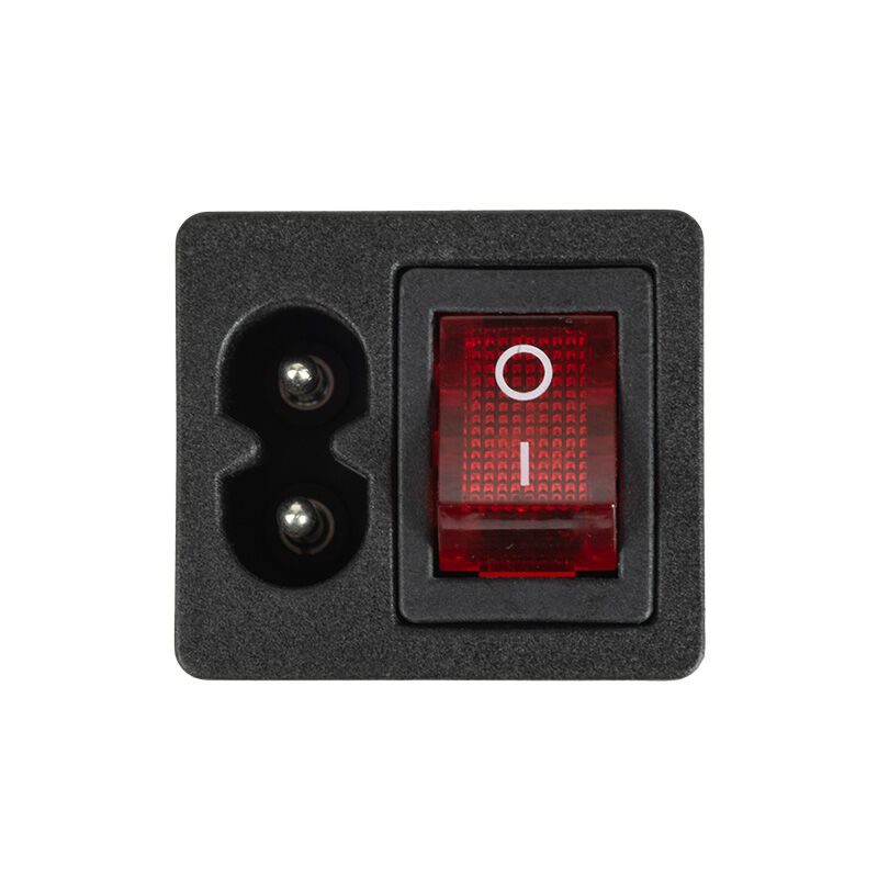Выключатель клавишный 250 V 6 А (4с) ON-OFF красный с подсветкой и штекером C8 2PIN