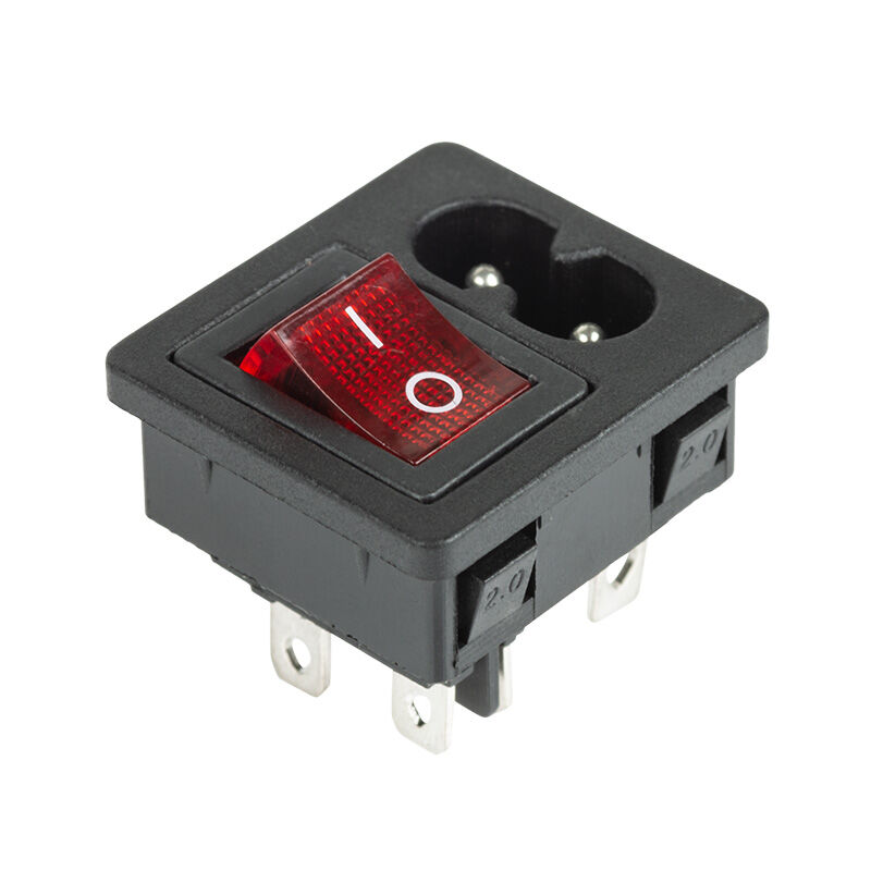 Выключатель клавишный 250 V 6 А (4с) ON-OFF красный с подсветкой и штекером C8 2PIN 4