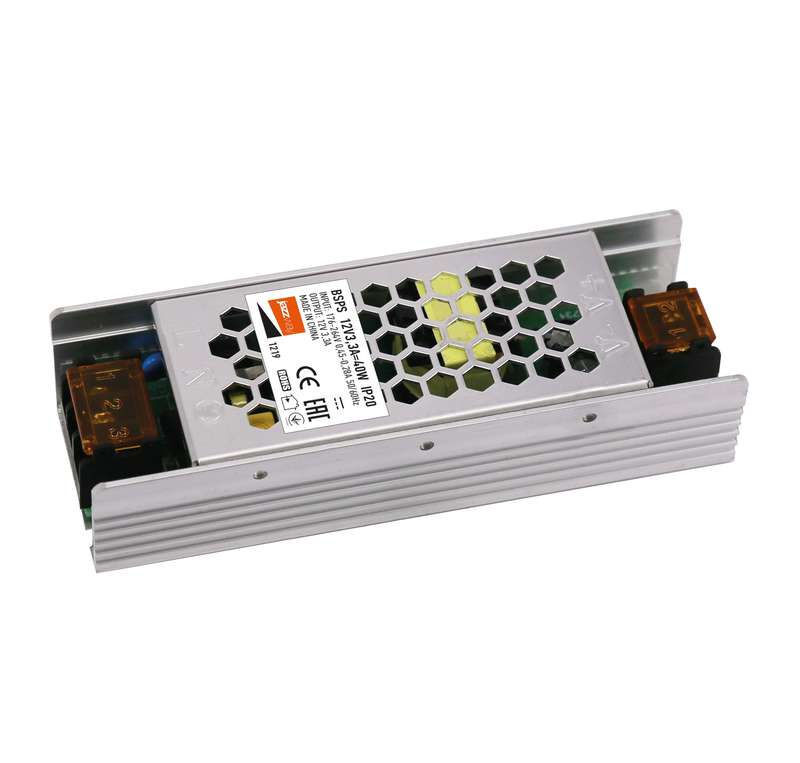 JazzWay Блок питания для светодиодной ленты 40Вт 3.3А 12В IP20 BSPS метал. JazzWay 3329334A