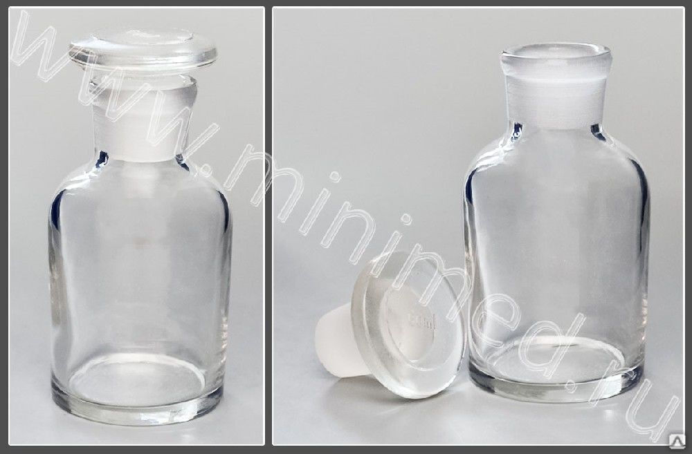 Склянка для реактивов из светлого стекла с узкой горловиной 60 мл