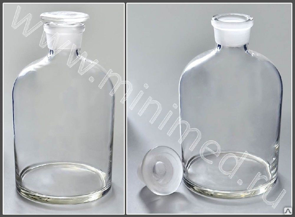 Склянка для реактивов из светлого стекла с узкой горловиной 1000 мл