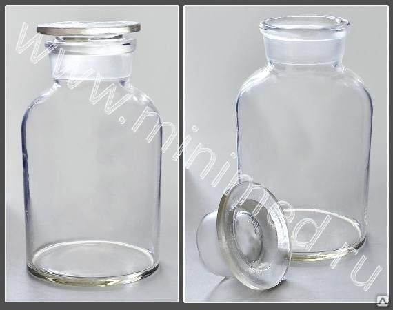 Склянка для реактивов из светлого стекла с широкой горловиной 500 мл