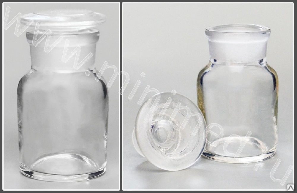 Склянка для реактивов из светлого стекла с широкой горловиной 30 мл