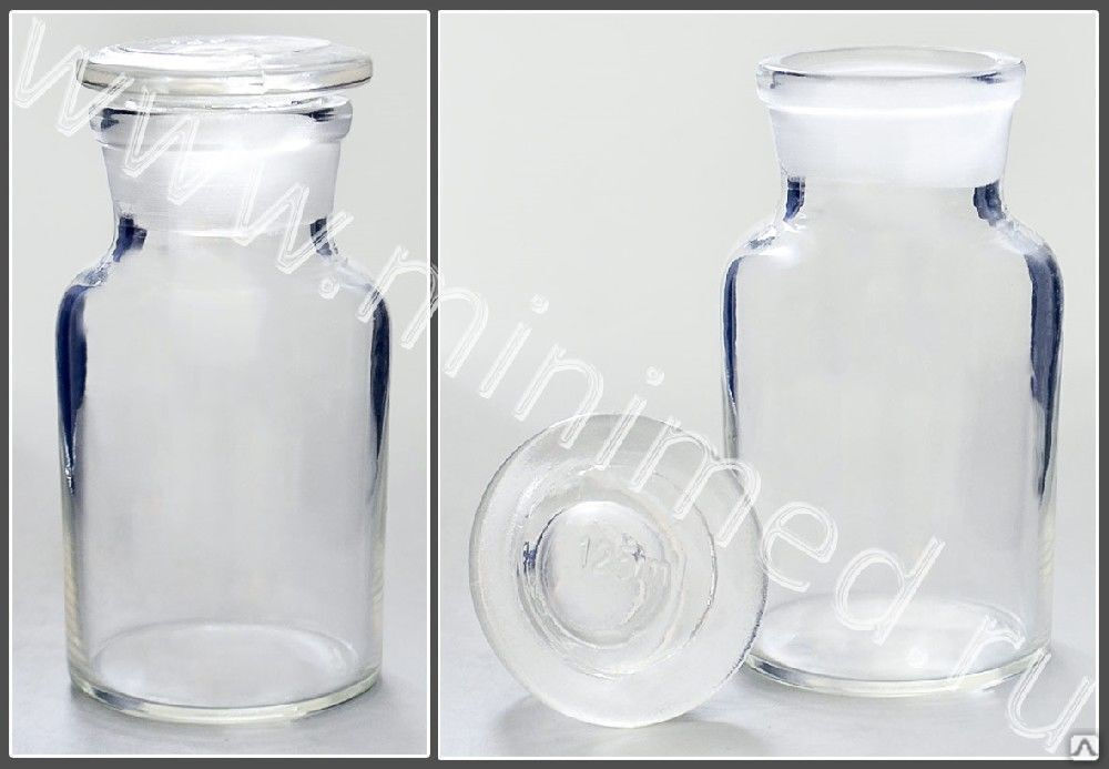 Склянка для реактивов из светлого стекла с широкой горловиной 125 мл