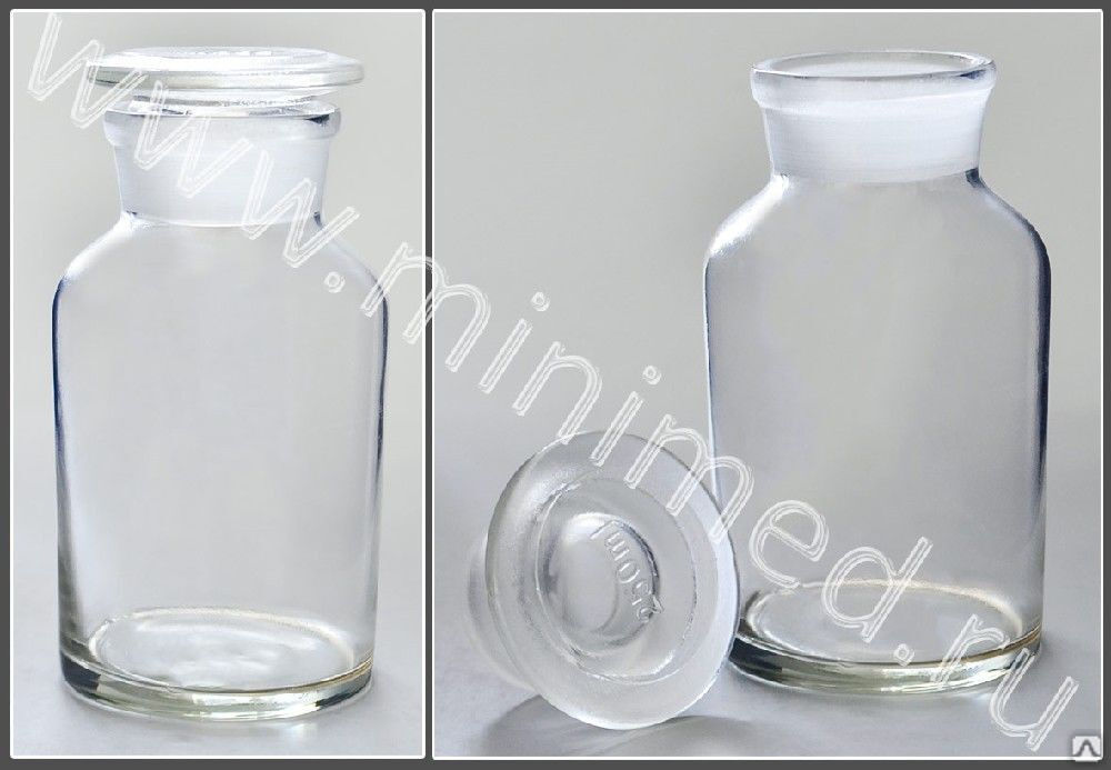 Склянка для реактивов из светлого стекла с широкой горловиной 250 мл