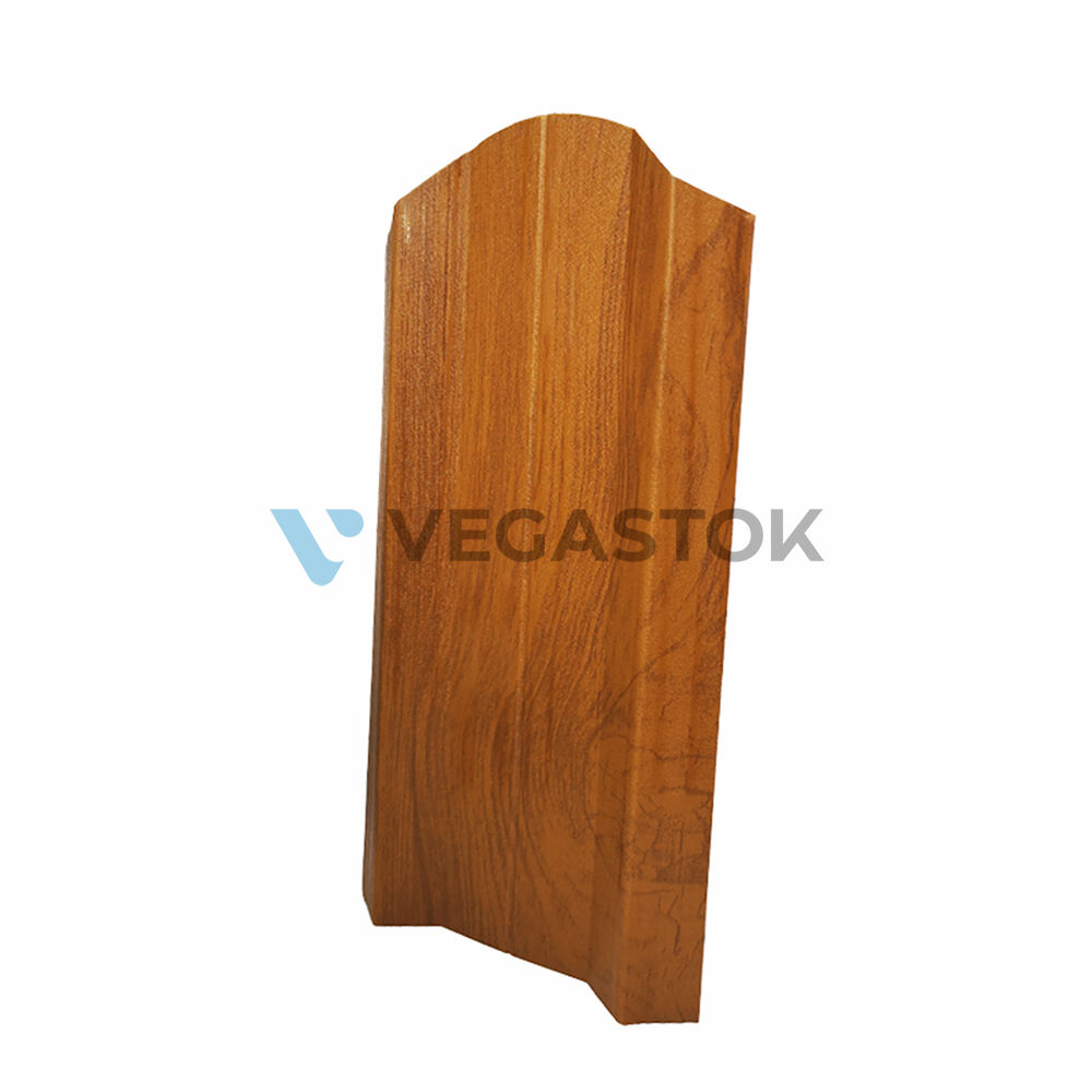 Штакетник Вегасток(VEGASTOK) СТАНДАРТ М прямой или фигурный, 100мм, EcoSteel, двухсторонний, светлое дерево