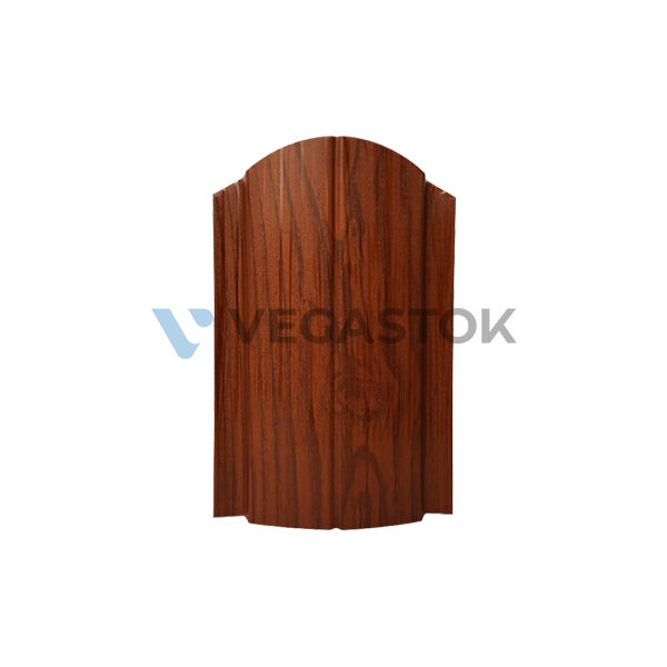 Штакетник Вегасток(VEGASTOK) ПРЕМИУМ полукруглый фигурный, 130мм, EcoSteel, односторонний, темное дерево