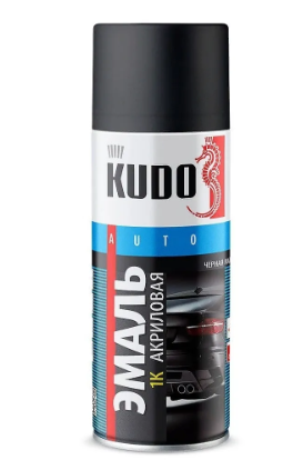 Эмаль автомобильная черная матовая акрил, спрей, Kudo KU-5232.5, 0,52л