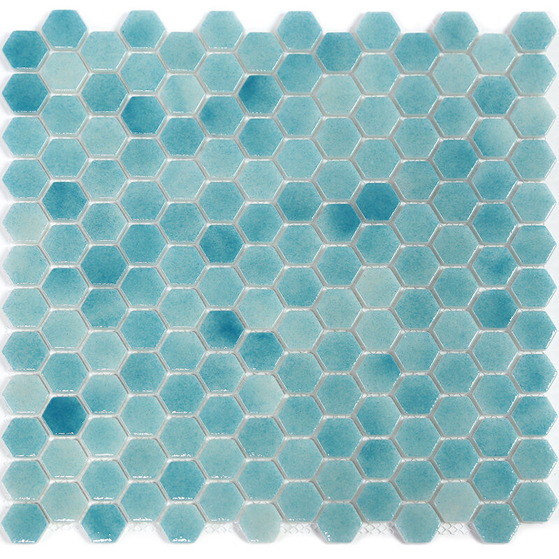 Мозаика стеклянная STP-BL017-HEX NATURAL Steppa голубая