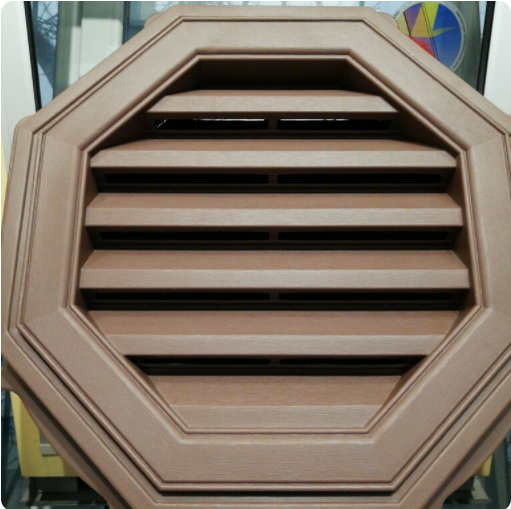 Фронтонная вентиляционная восьмиугольная решетка 550х550 коричневая
