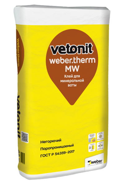 Клей VETONIT therm MW для монтажа минеральной ваты (25 кг)