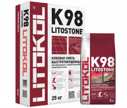 Клей быстротвердеющий для плитки, керамогранита и камня LITOSTONE K98 (класс С2 F), 25 кг, LITOKOL