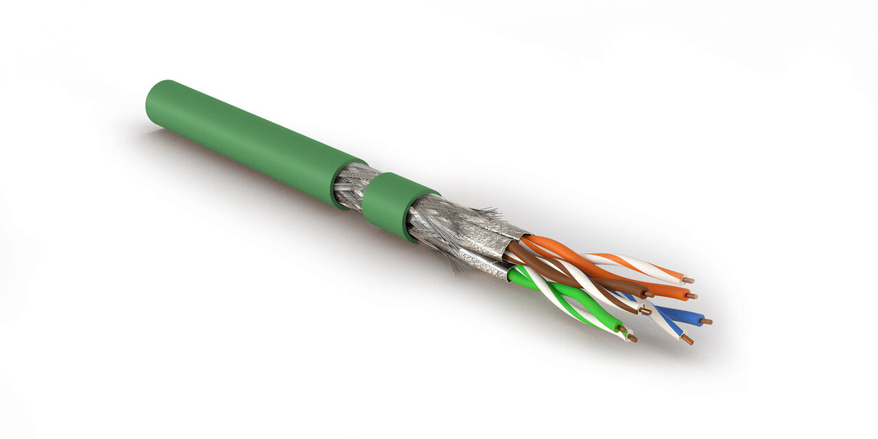 Кабель витая пара (LAN-кабель) Hyperline SFTP4-C8.1-S23-IN-LSZH-GN-500