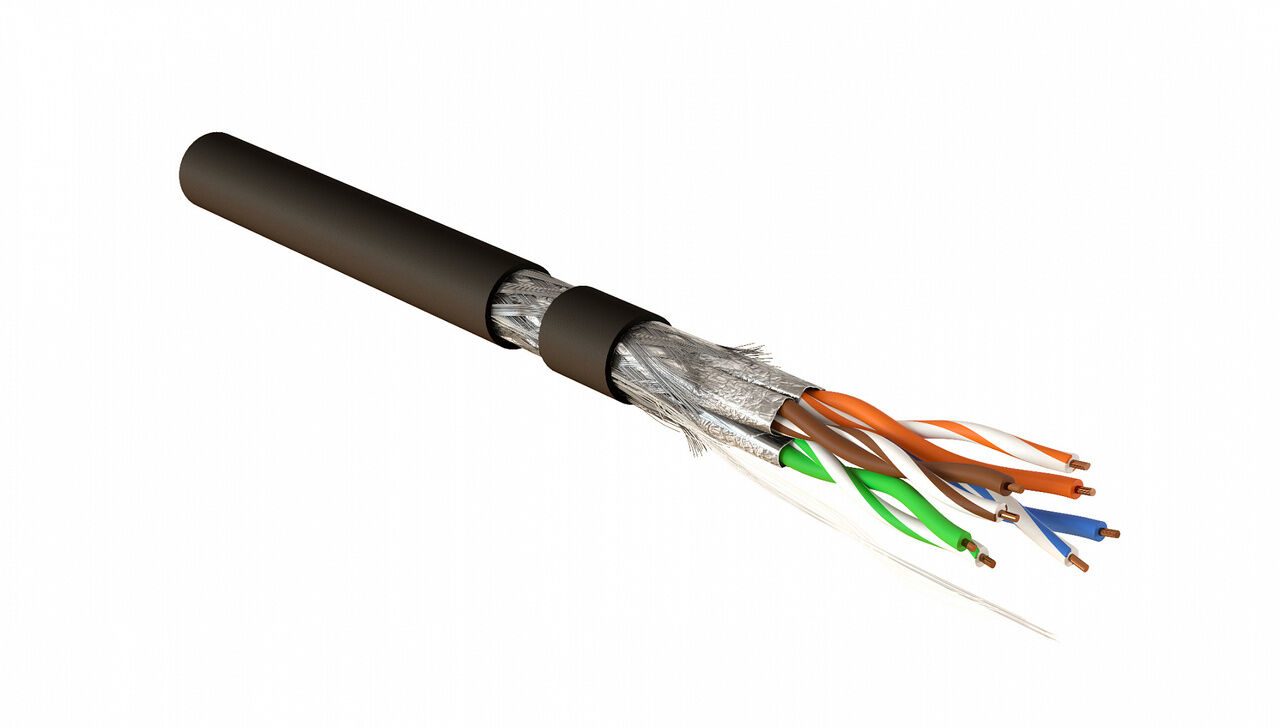 Кабель витая пара (LAN-кабель) Hyperline SFTP4-C7A-S23-OUT-PE-BK-500