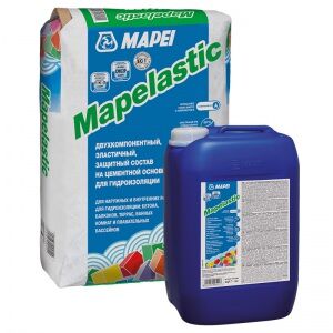 Гидроизоляция 2-компонентная Mapei Mapelastic (компонент А: мешок 24 кг, компонент Б: канистра 8 кг)