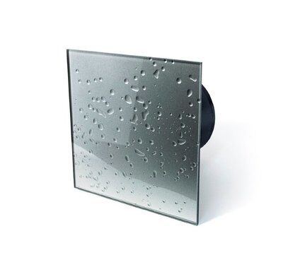 Вытяжка для ванной диаметр 100 мм Mmotors ММ-Р 06 UE стекло квадрат 100 м3/ч 5,5 Вт обратный клапан/светло серый с капля